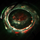 Aurora at Jupiter’s southern pole, as seen by Juno. The colors represent different wavelength strengths of electrons hitting the atmosphere, where red is high, and blue is low. That weird auroral streak at top left is caused by Jupiter’s moon Io. (Image: G. Randy Gladstone)